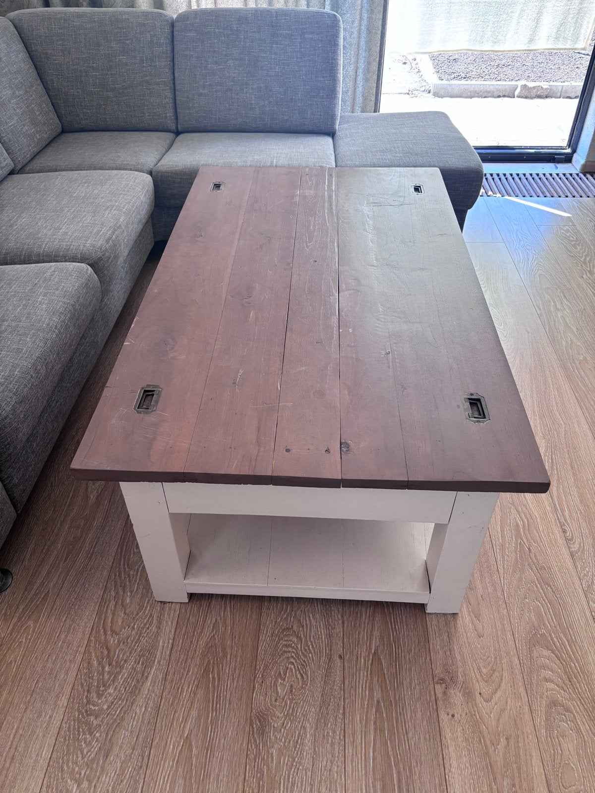 Salontafel 140x80 cm met opbergruimte - opknapper, Ophalen, Gebruikt, 100 tot 150 cm, 50 tot 100 cm