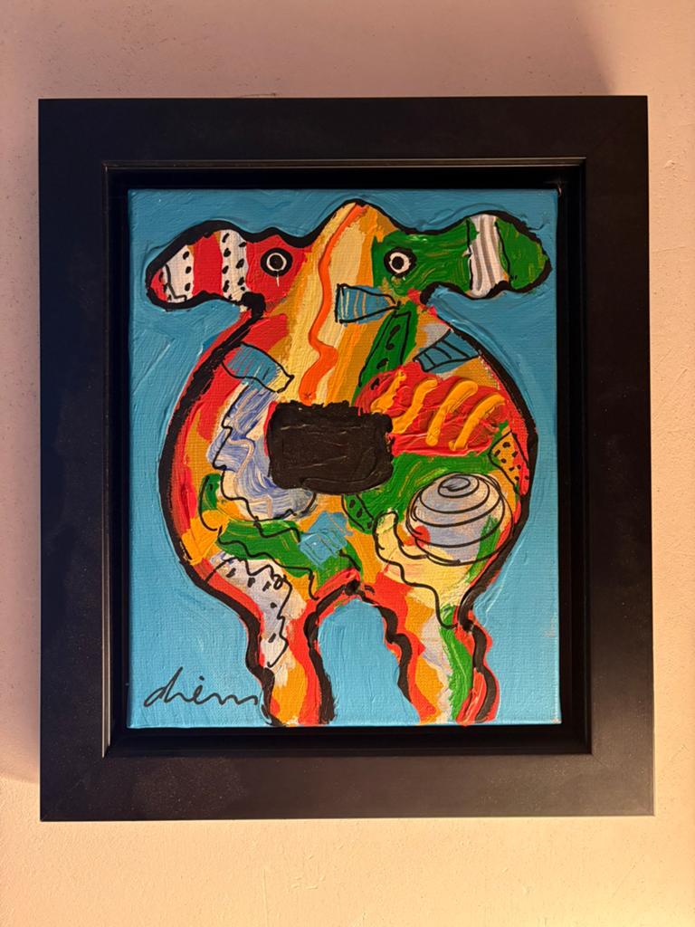 Peter Diem (Cow) Acryl met lijst., Antiek en Kunst, Kunst | Schilderijen | Modern, Ophalen of Verzenden