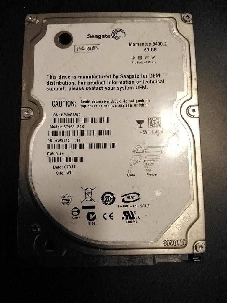Seagate Momentus 5400.2 60GB HDD - Laptop Harde Schijf, Intern, Gebruikt, Ophalen of Verzenden, Seagate