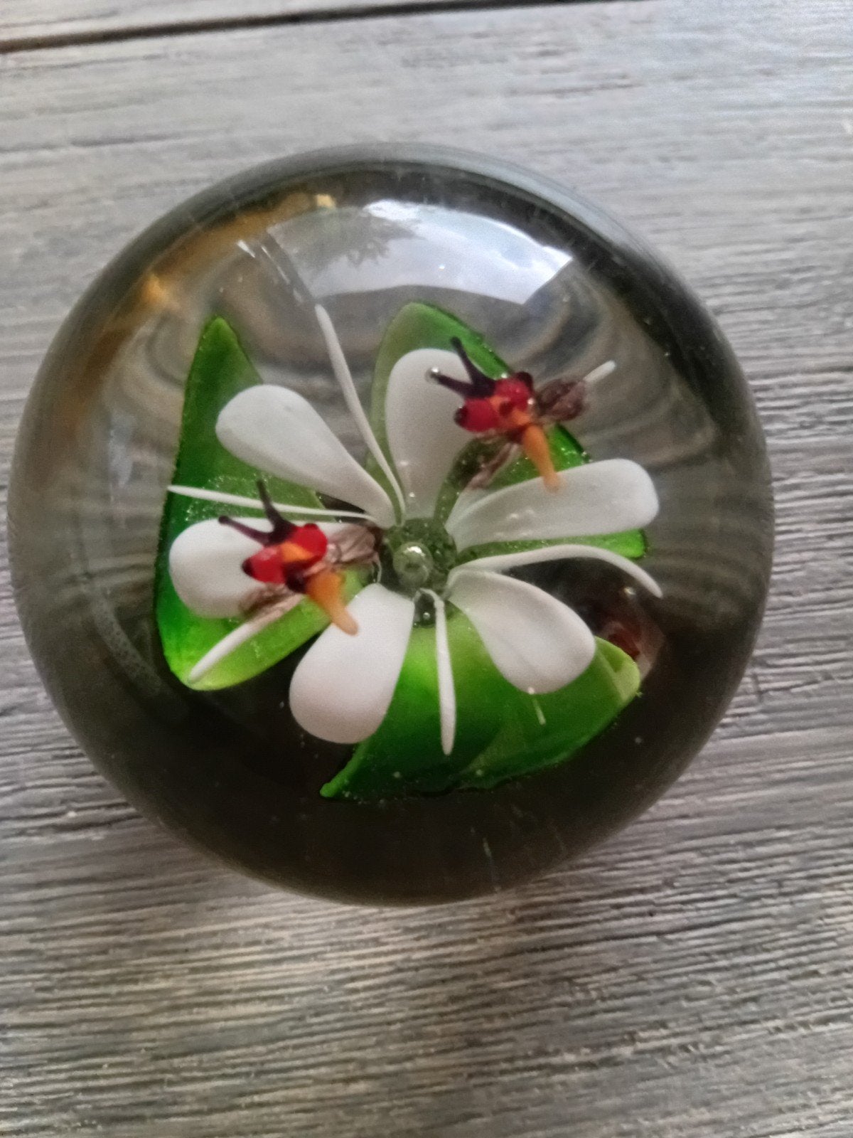 Glazen briefopener met bloemen en insecten, Antiek en Kunst, Antiek | Glas en Kristal, Ophalen of Verzenden