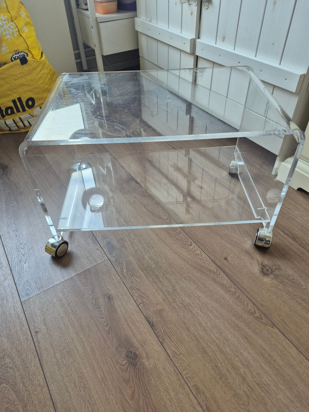 plexiglas tv meubel/tafeltje, Huis en Inrichting, Tafels | Salontafels, Ophalen, Kunststof, Gebruikt, 50 tot 100 cm