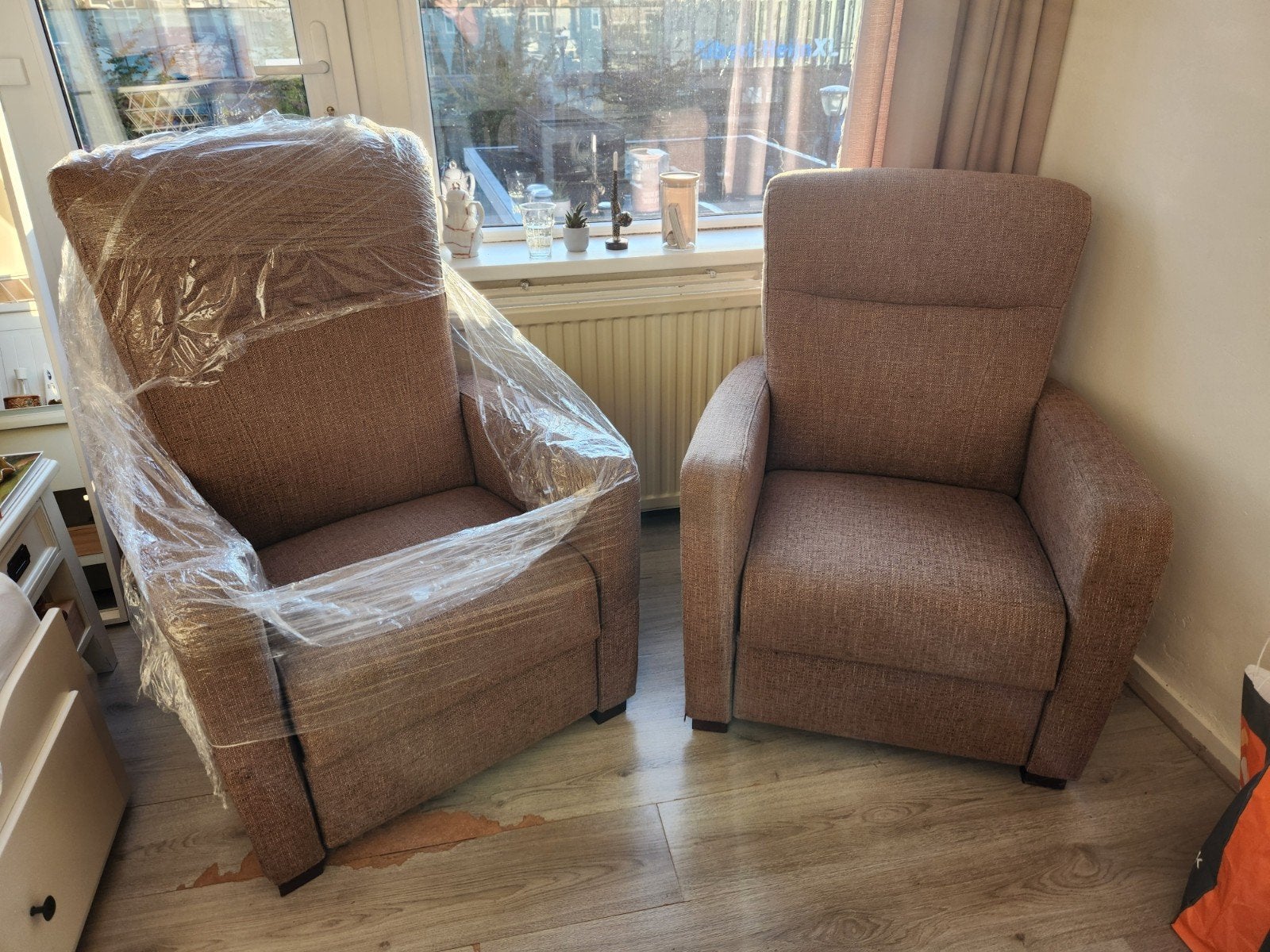 Twee comfortabele fauteuils - Nieuw, Huis en Inrichting, Fauteuils, Modern, Comfortabel, 75 tot 100 cm, Ophalen of Verzenden, Zo goed als nieuw