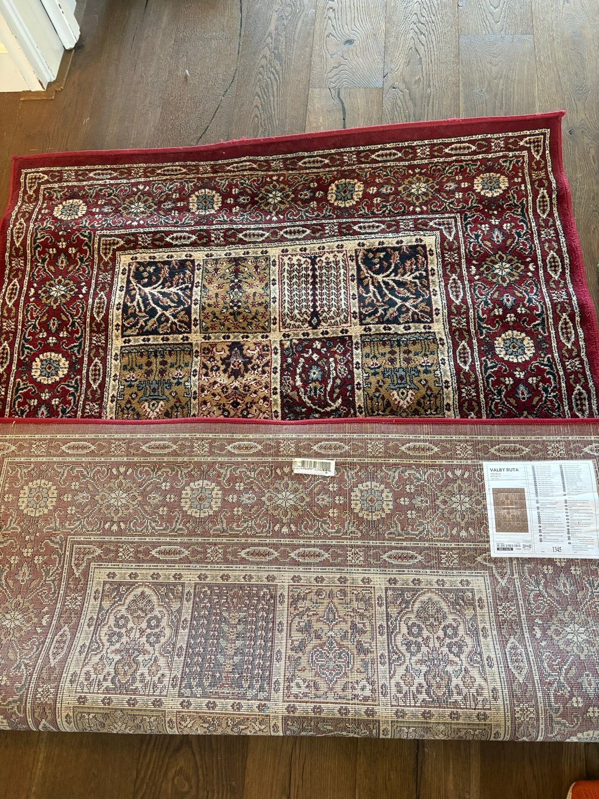 IKEA VALBY RUTA Vloerkleed - Rood, 133x195 cm, Huis en Inrichting, Stoffering | Tapijten en Kleden, Ophalen, 100 tot 150 cm, Zo goed als nieuw