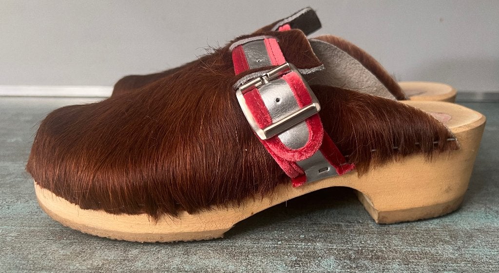 Tjoelup. Leren/ houten klompen/ muiltjes. Mt 38., Ophalen of Verzenden, Zo goed als nieuw, Schoenen, Tjoelup