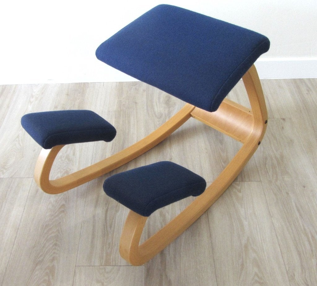 Stokke Varier kniestoel, Huis en Inrichting, Bureaustoelen, Blauw, Ophalen of Verzenden, Zo goed als nieuw, Bureaukruk