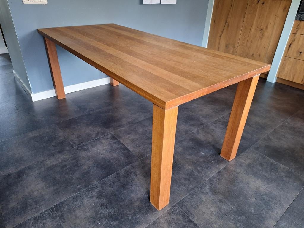 Eiken eettafel 200x90 cm - Gebruikt, goede staat, Ophalen, Gebruikt, Eikenhout, 50 tot 100 cm