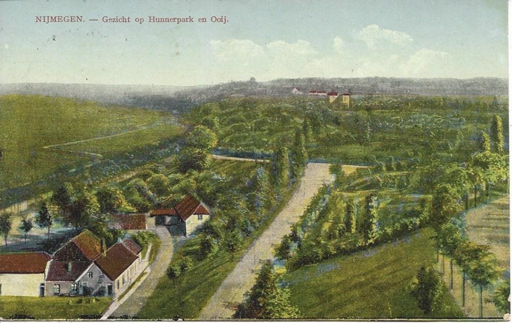 Nijmegen (Gld.) Gezicht op Hunnerpark en Ooij, gelopen 1913, Ophalen of Verzenden, Voor 1920, Gelopen, Gelderland