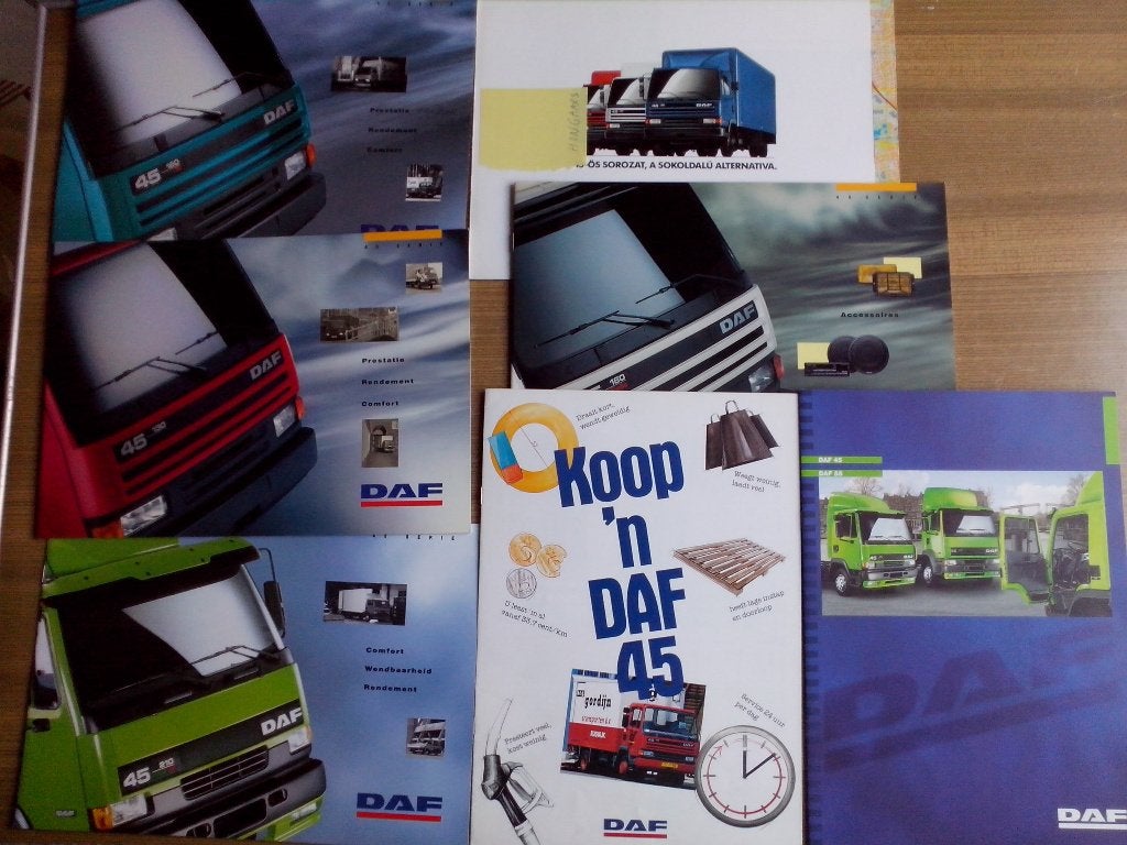 7x DAF 45 + 55 + 45 Accessoires folders brochures (Leyland), Ophalen of Verzenden, Zo goed als nieuw, Overige merken
