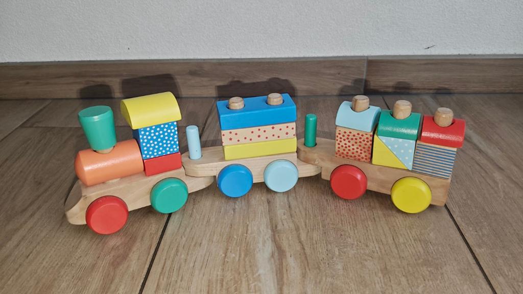 Houten blokken trein, Kinderen en Baby's, Speelgoed | Houten speelgoed, Ophalen, Gebruikt, Duw- of Trekspeelgoed