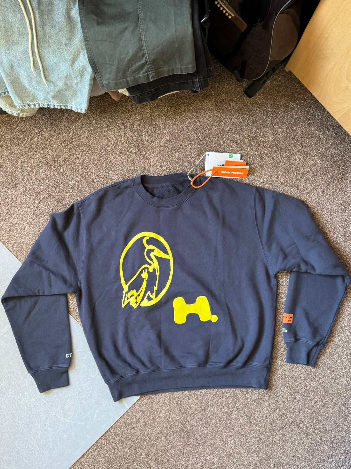 Heron Preston Sweater Crewneck Trui Heron Spray XL, Verzenden, Nieuw, Maat 56/58 (XL), Blauw