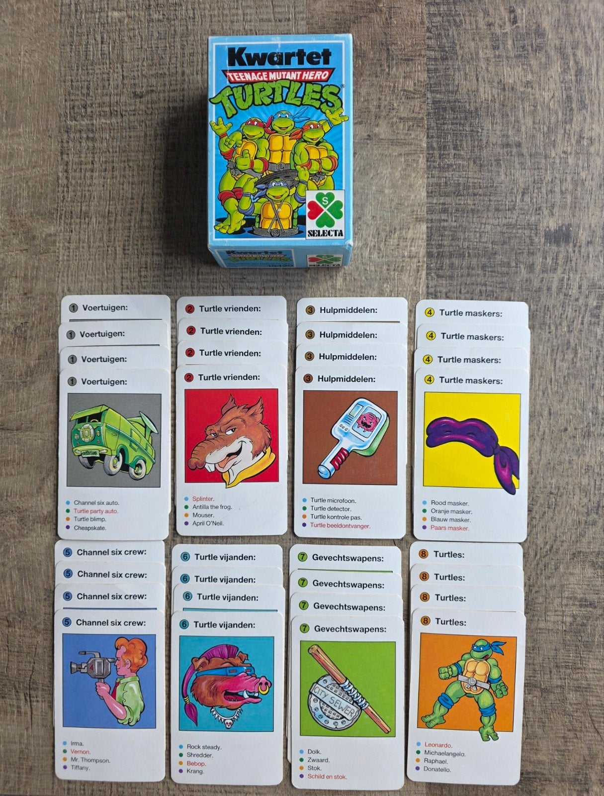 Kwartet Teenage Mutant Hero Turtles (1990) - Selecta, Gebruikt, Selecta Spellen, Onbekend, Ophalen of Verzenden