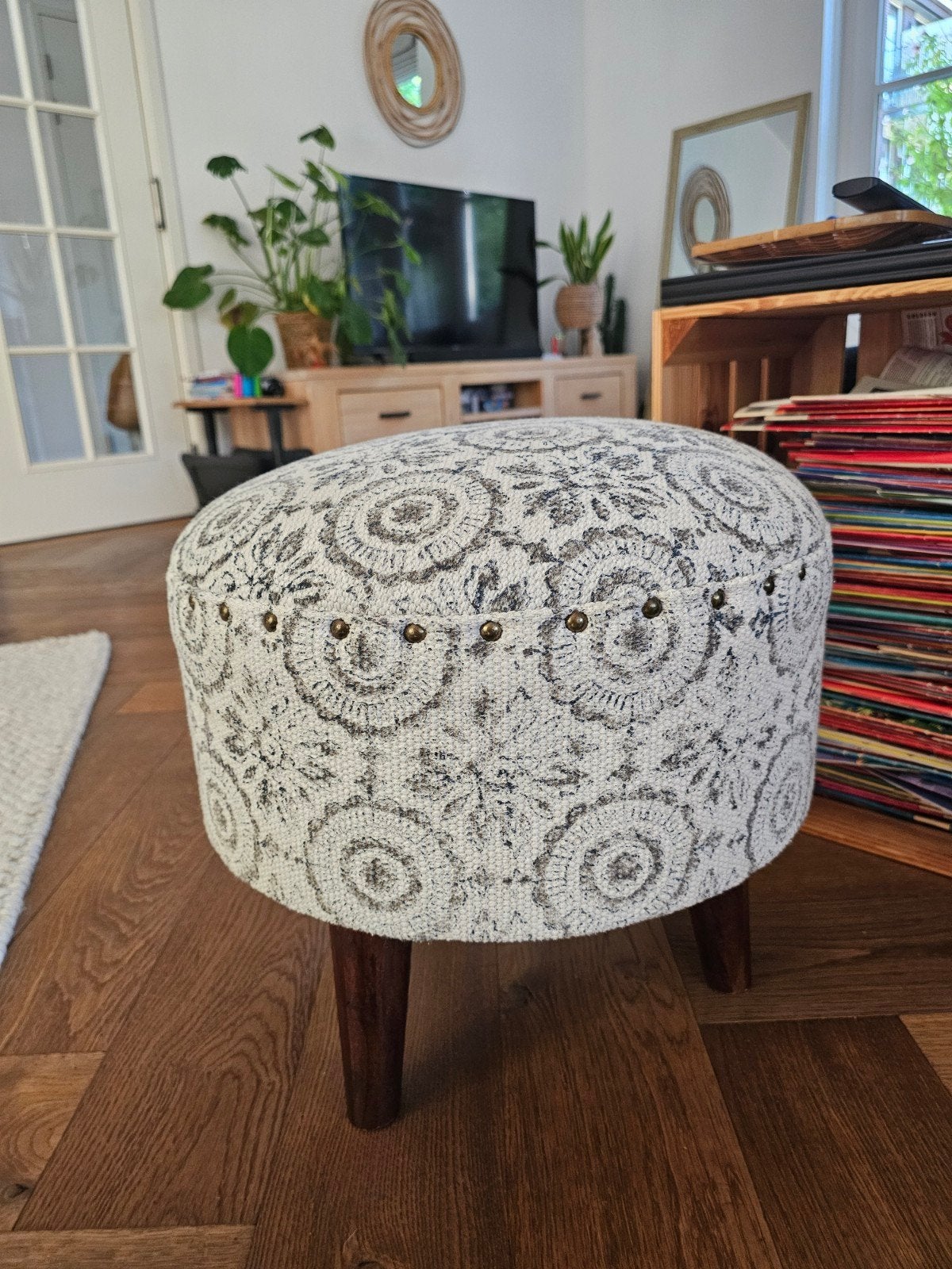 Pouf, Huis en Inrichting, Banken | Voetenbanken en Poefen, Ophalen, Minder dan 50 cm, Boho, Rond