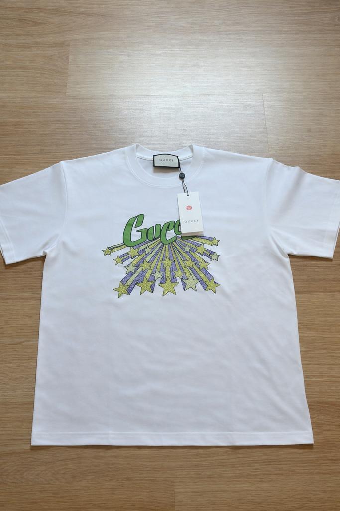 Gucci T-shirt wit met groene opdruk, Wit, Maat 46/48 (XL) of groter, Nieuw, Ophalen of Verzenden