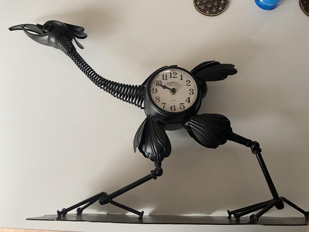 Unieke dubbelzijdige klok in de vorm van een vogel, Huis en Inrichting, Woonaccessoires | Klokken, Ophalen, Zo goed als nieuw
