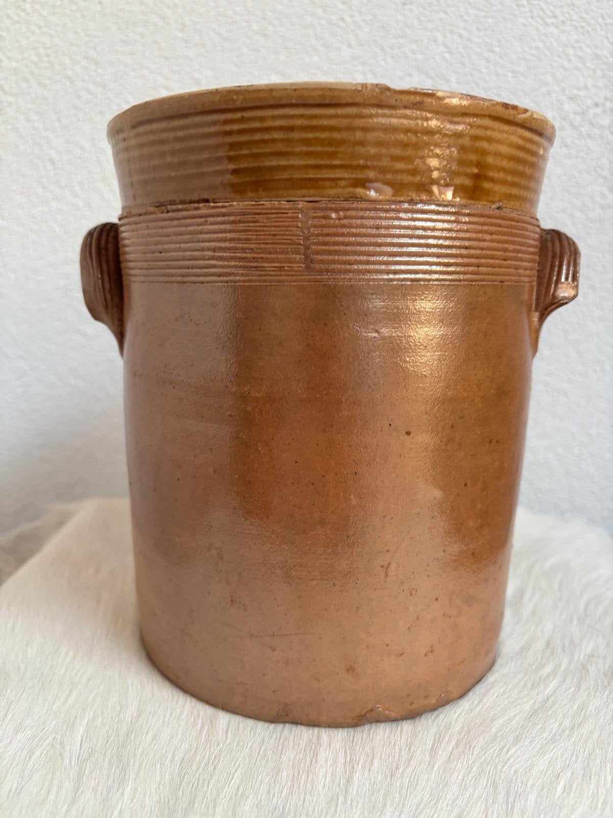 Oude Grespot, bruin, Frans, hoogte 19 cm, inhoud 2 liter, Antiek en Kunst, Curiosa en Brocante, Ophalen of Verzenden