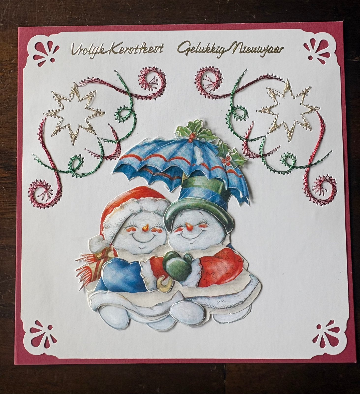 Nieuwe zelfgemaakte kaart borguur 3D Feestdagen, Hobby en Vrije tijd, Kaarten | Zelfgemaakt, Ophalen of Verzenden, Nieuw, Kerst