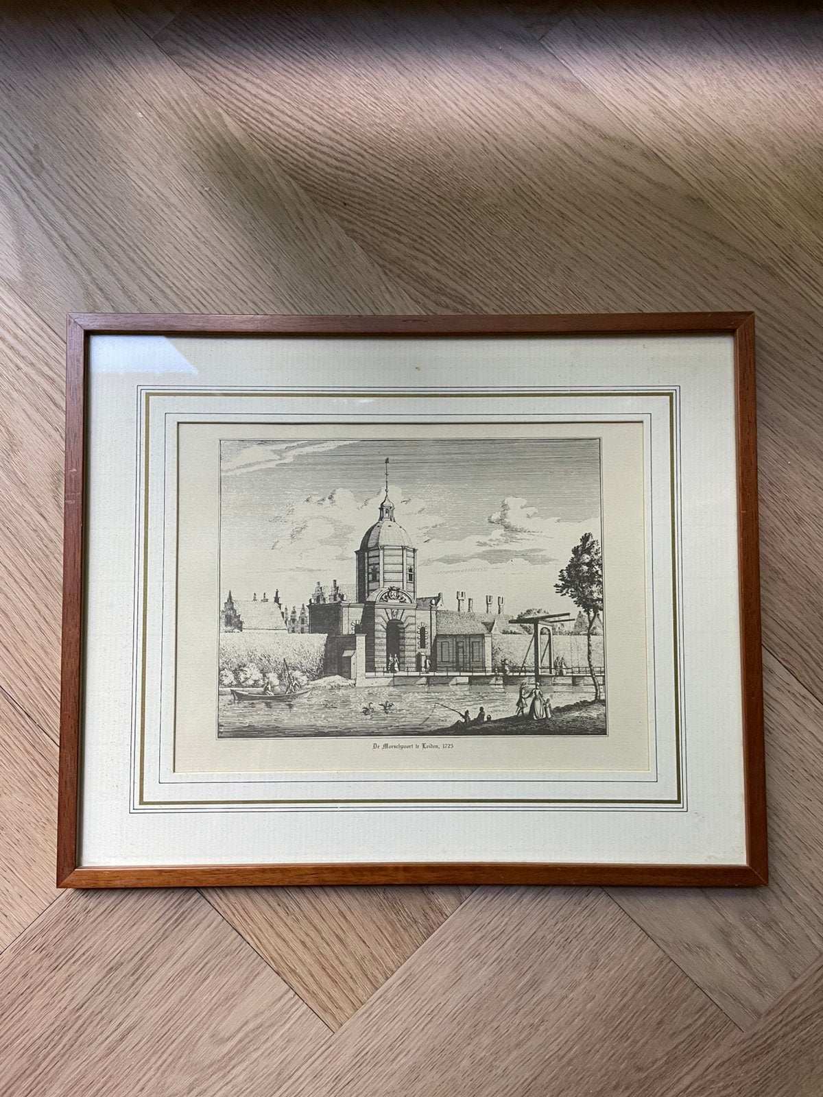 Ets van Leiden Morspoort, Antiek en Kunst, Ophalen, Ingelijst, 30 cm, Ets