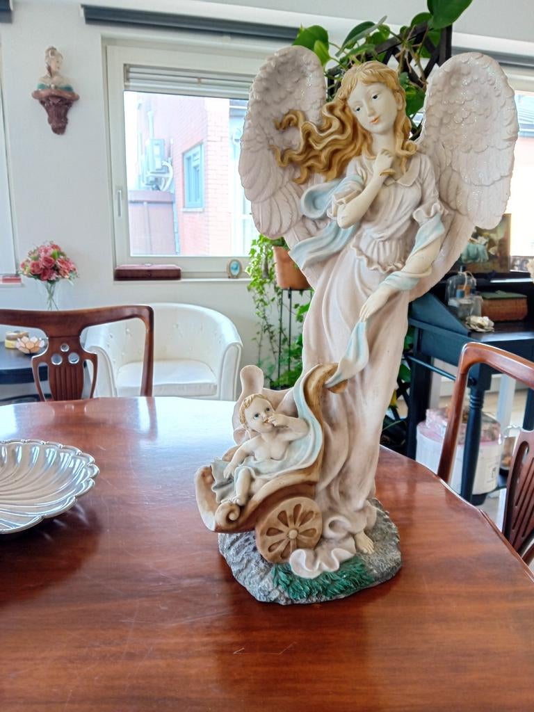 Grote Engel met Kindje Beeld - Religieuze Decoratie, Ophalen, Nieuw