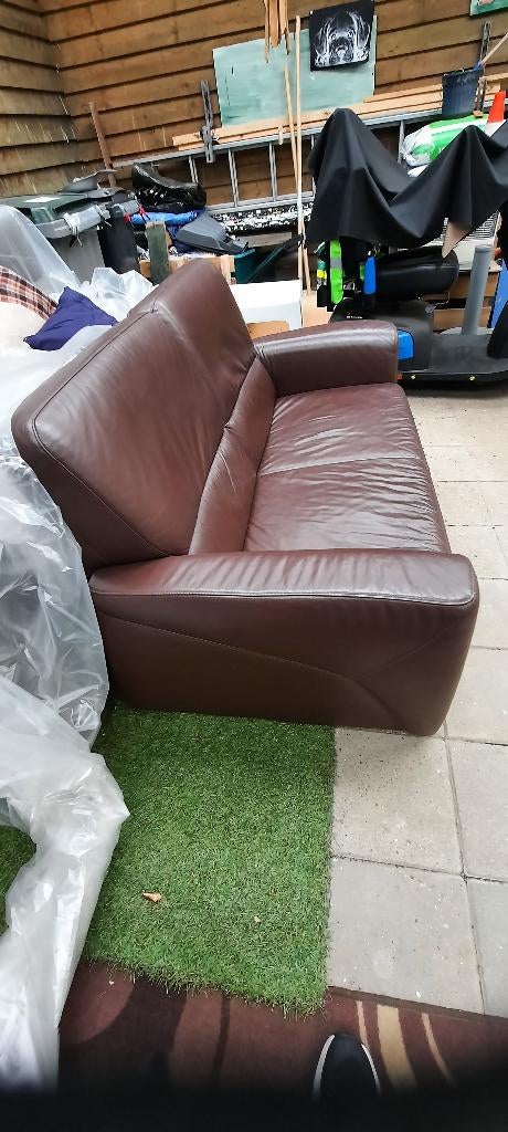 2 zitsbank leer, Ophalen, Gebruikt, Minder dan 75 cm, 150 tot 200 cm