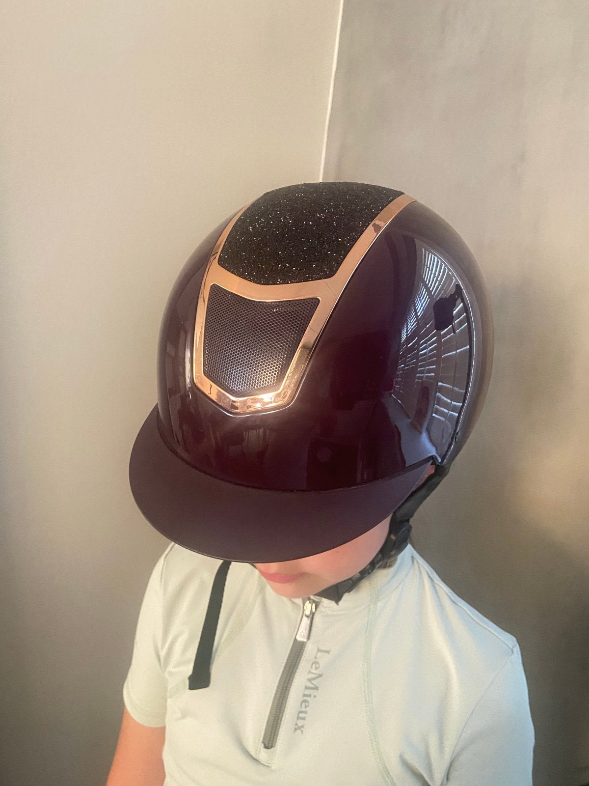 Cap Harry Horse maat s ( 53-55) Bordaux / glitter/ rose Gold, Dieren en Toebehoren, Paarden en Pony's | Overige Paardenspullen