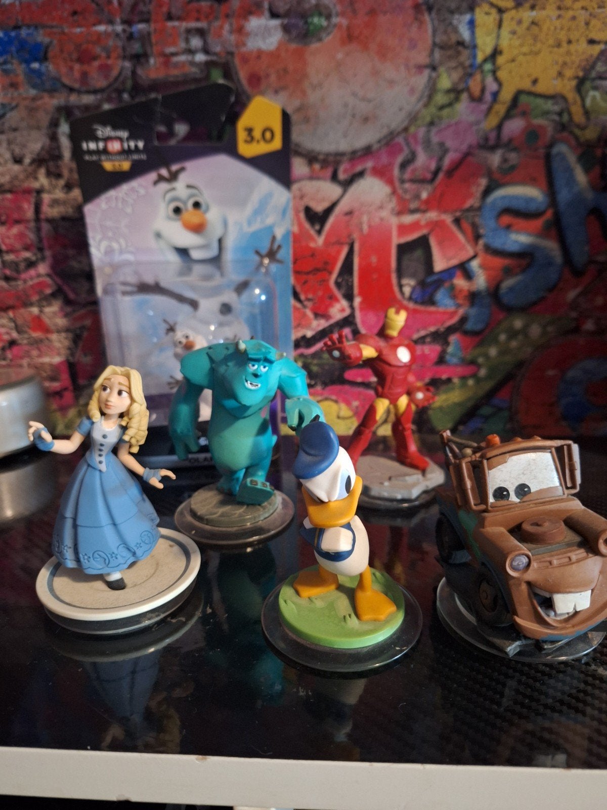 Disney Infinity Figuren - Olaf, Sulley, Iron Man, Donald, Ophalen of Verzenden, Gebruikt
