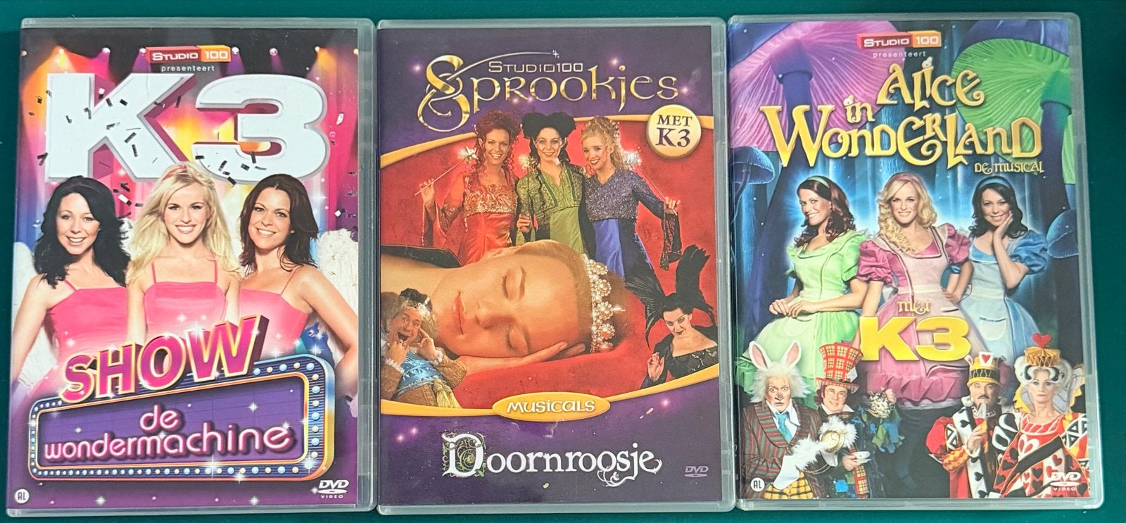 K3 DVD Collectie: Show, Sprookjes, Alice in Wonderland, Gebruikt, Verzamelbox, Alle leeftijden, Familie