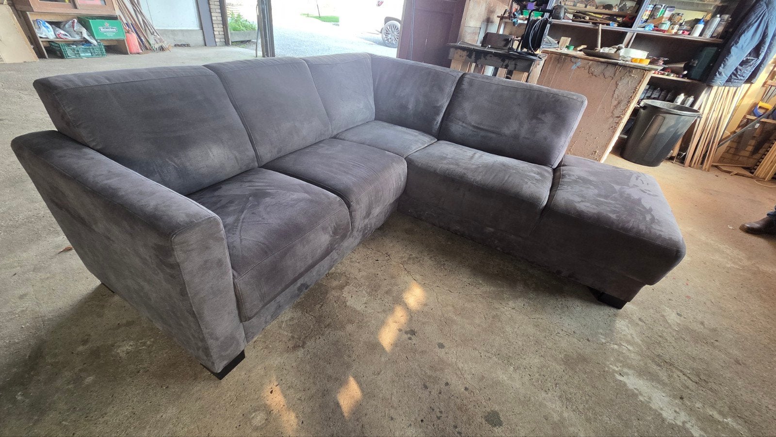 Goossens hoekbank - Grijs, Ophalen, Gebruikt, Stof, Modern, Comfortabel