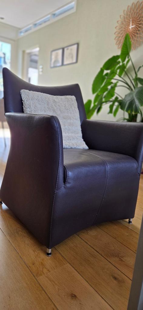 Bert Plantagie fauteuil, aubergine leer, Huis en Inrichting, Ophalen, Gebruikt, Leer, 75 tot 100 cm
