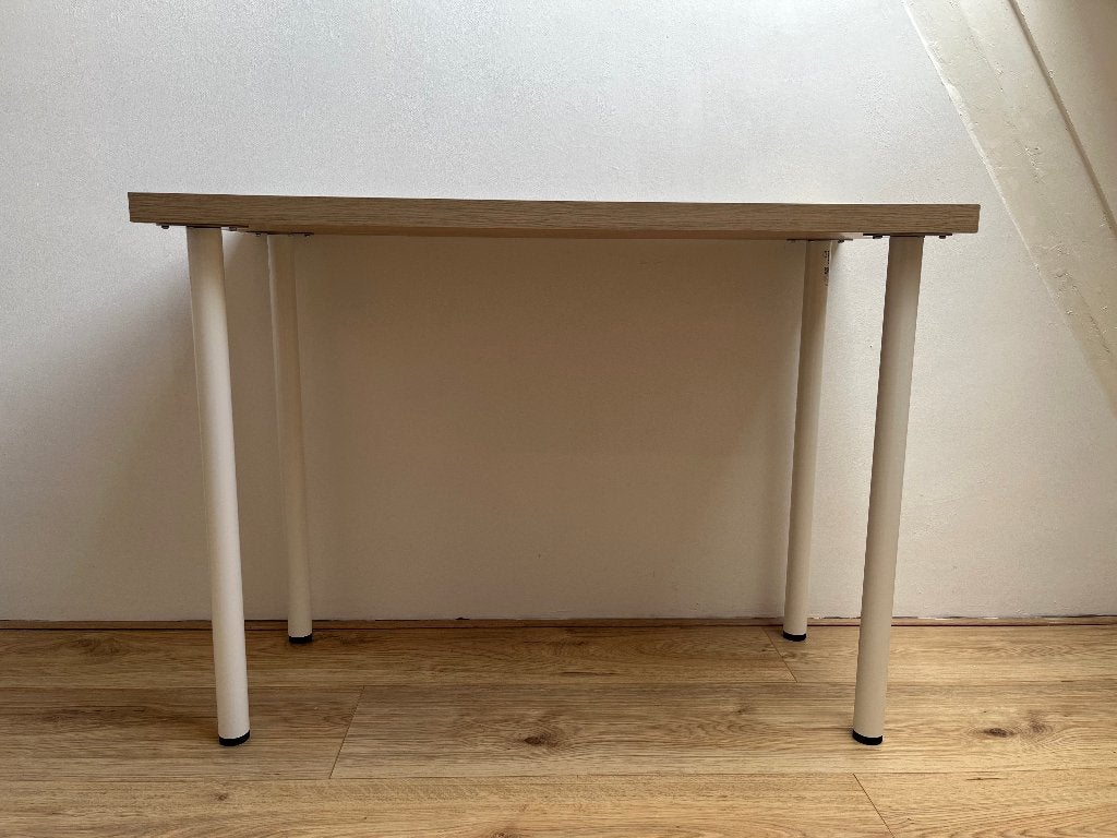 IKEA LINNMON / ADILS Bureau eikenpatroon/wit 100x45 cm, Ophalen, Demontabel, Gebruikt, Scandinavisch