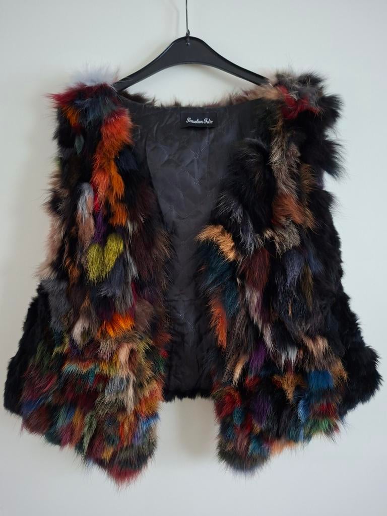 Gilet echt bont, Maat 38/40 (M), Zwart, Ophalen of Verzenden, Zo goed als nieuw