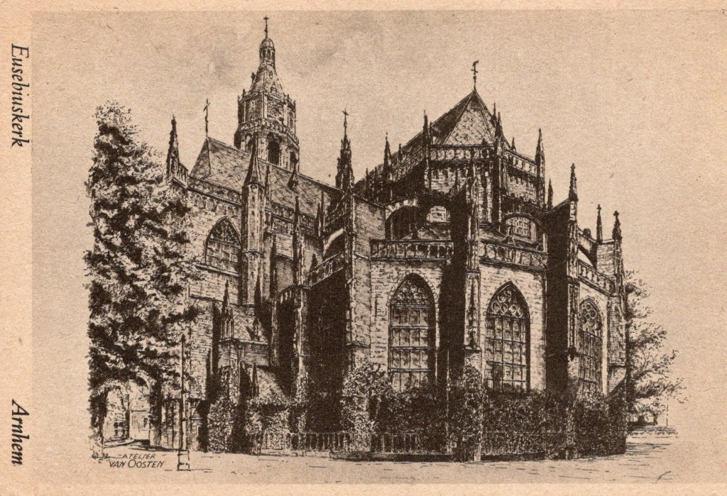 Arnhem, Eusebiuskerk. (17), Verzamelen, Verzenden, 1940 tot 1960, Ongelopen, Gelderland