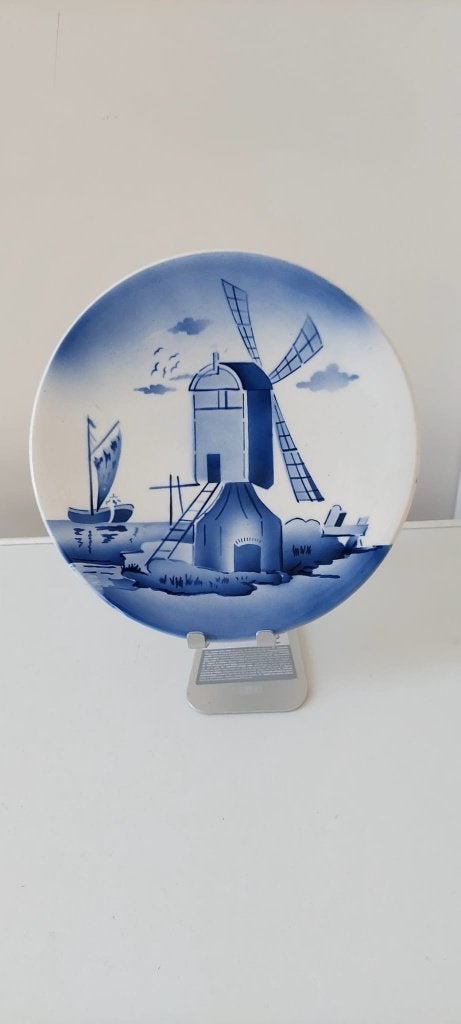 R Wieken Vintage Delfts blauw wandbord bord Holland 21 cm, Verzamelen, Beelden en Beeldjes, Ophalen of Verzenden, Zo goed als nieuw