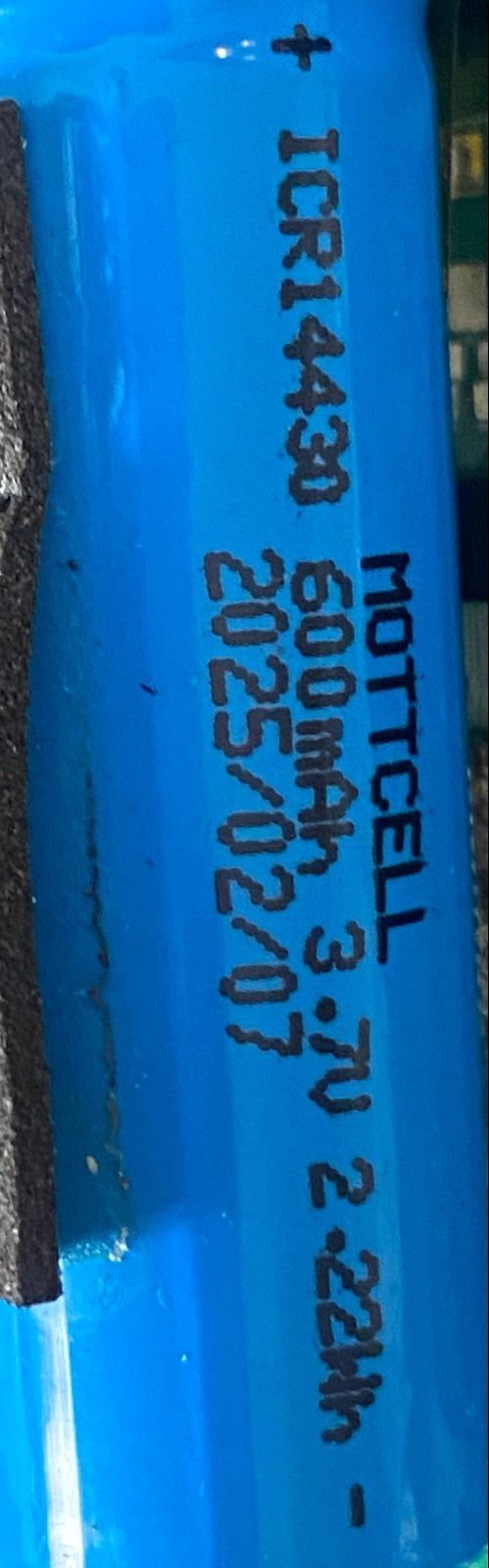 Mottcell ICR14430 600mAh 3.7V Li-ion Batterij, Ophalen of Verzenden, Nieuw, Oplaadbaar
