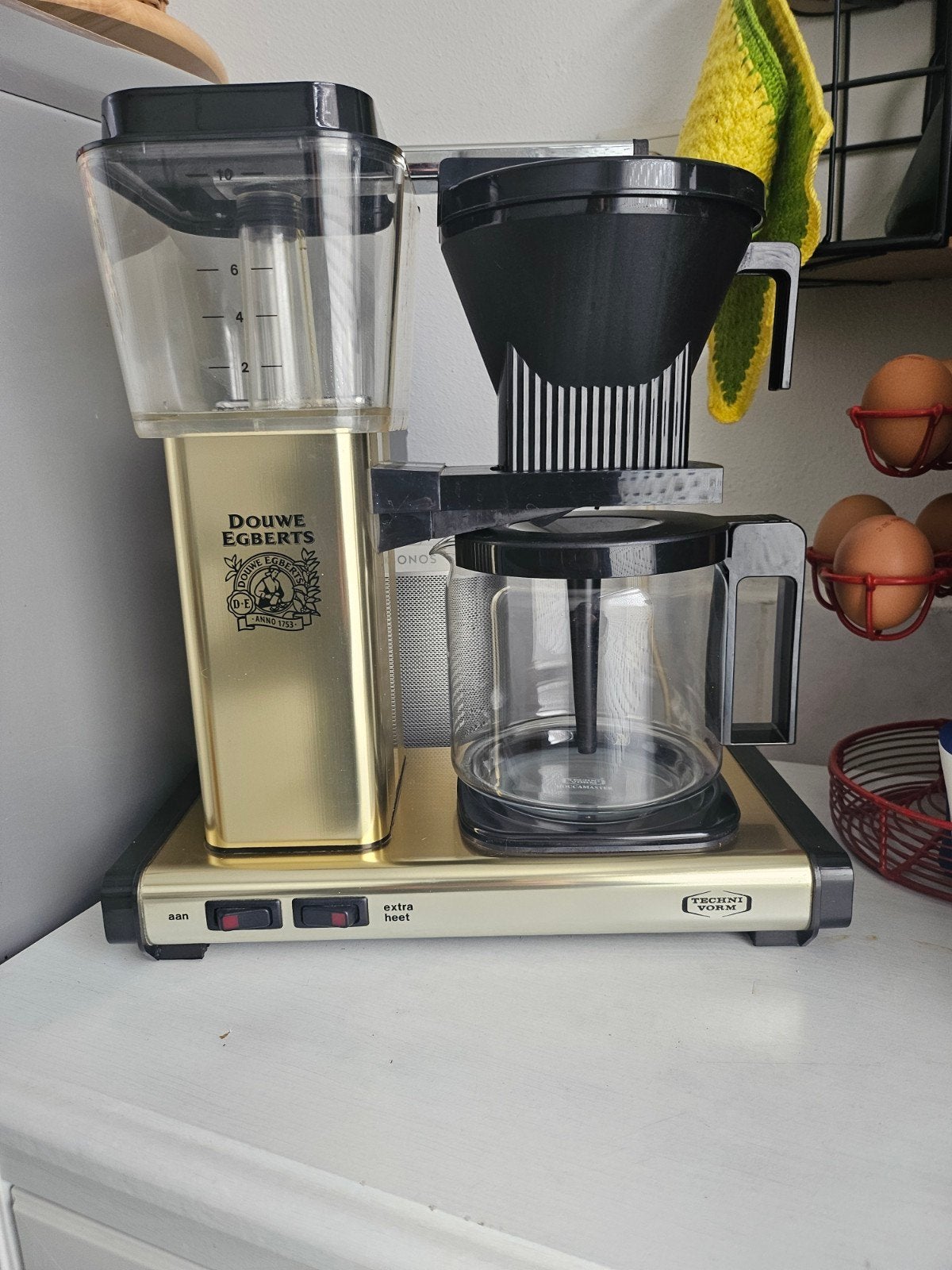 Douwe Egberts Moccamaster gold, 4 tot 10 kopjes, Ophalen of Verzenden, Zo goed als nieuw, Koffiemachine