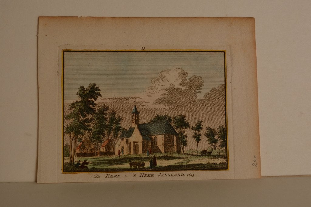 SIRJANSLAND s`HEER JANSLAND Gravure SCHOUWEN-DUIVELAND G80, Antiek en Kunst, Stadsgezicht, Ophalen of Verzenden, Gravure, 10 cm