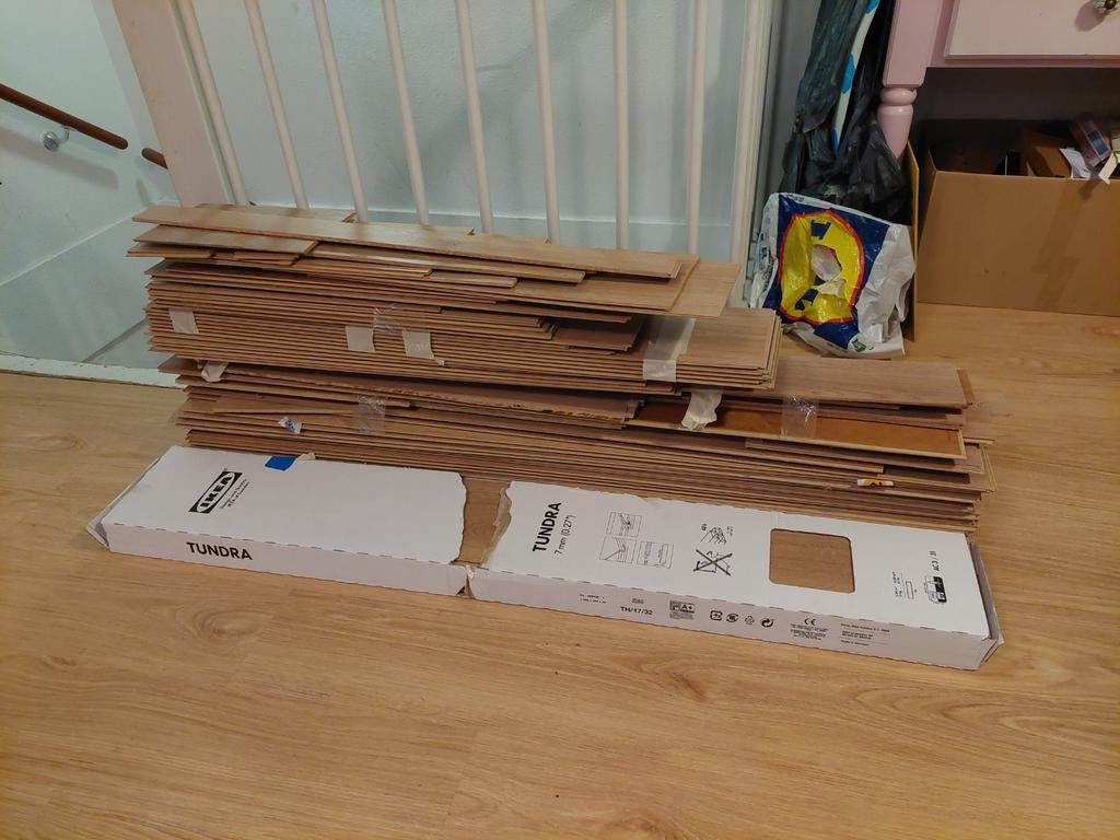 Restpartij Laminaat Ikea Tundra, ~15m², Ophalen, Gebruikt, 50 tot 150 cm, 10 m² of meer