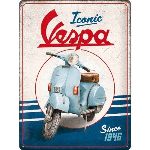 Vespa Scooter Iconic 1946 relief reclamebord van metaal deco