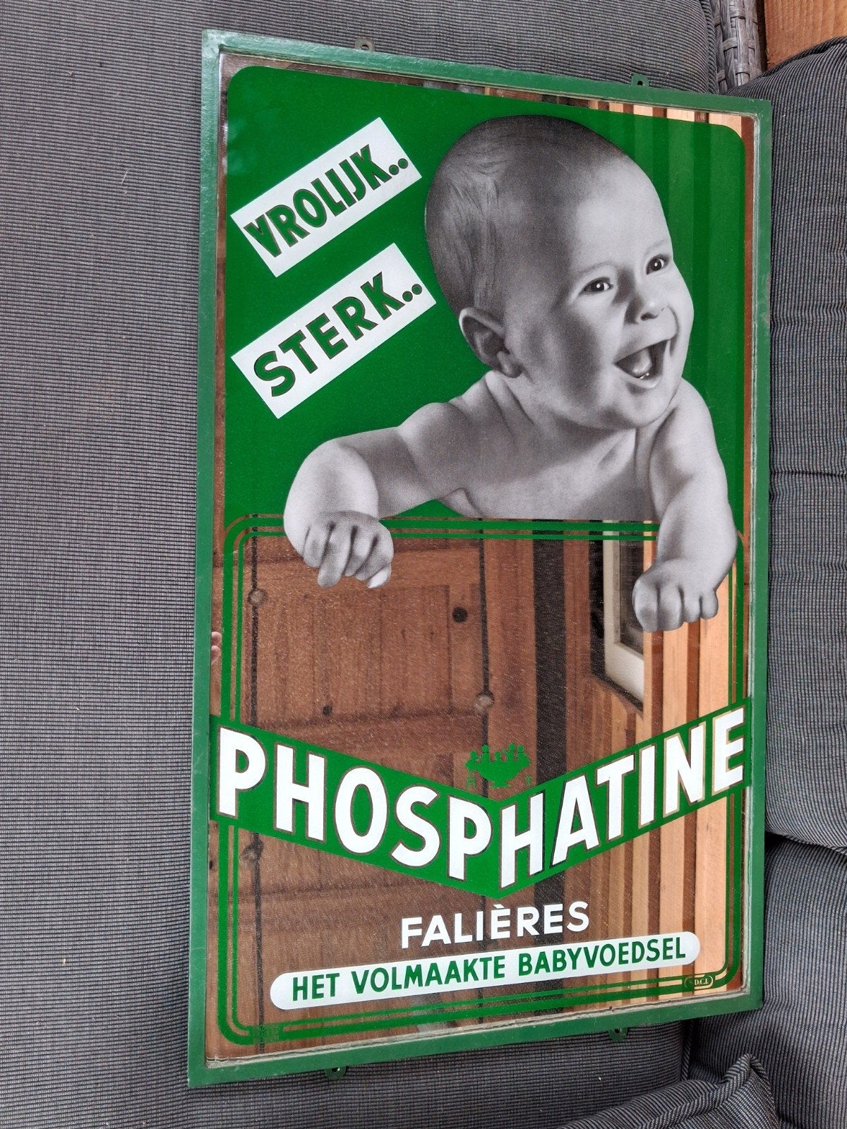 Oude reclame spiegel van baby voeding, Ophalen of Verzenden, Gebruikt, Reclamebord