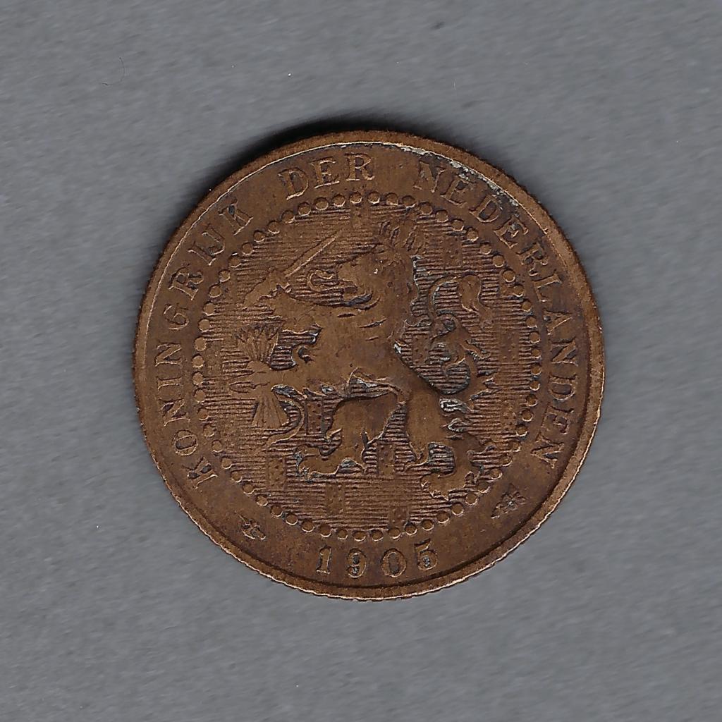 1 cent 1905 Wilhelmina, Postzegels en Munten, Munten | Nederland, Ophalen of Verzenden, Koningin Wilhelmina, 1 cent, Losse munt