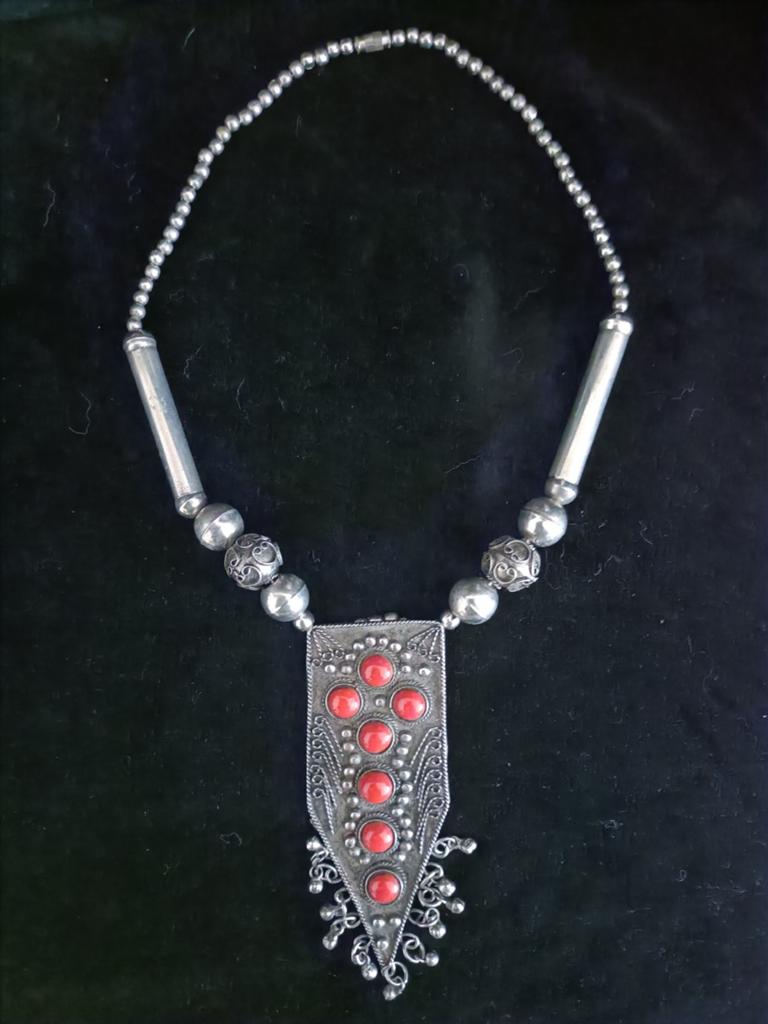 vintage Berber tribal zilveren ketting uit de jaren 30/40, Ophalen of Verzenden, Zo goed als nieuw, Zilver, Zilver