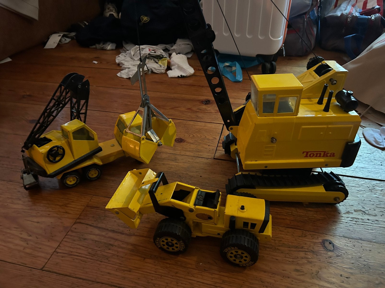 Vintage Tonka speelgoed originele kraan, rupskraan & shovel, Ophalen