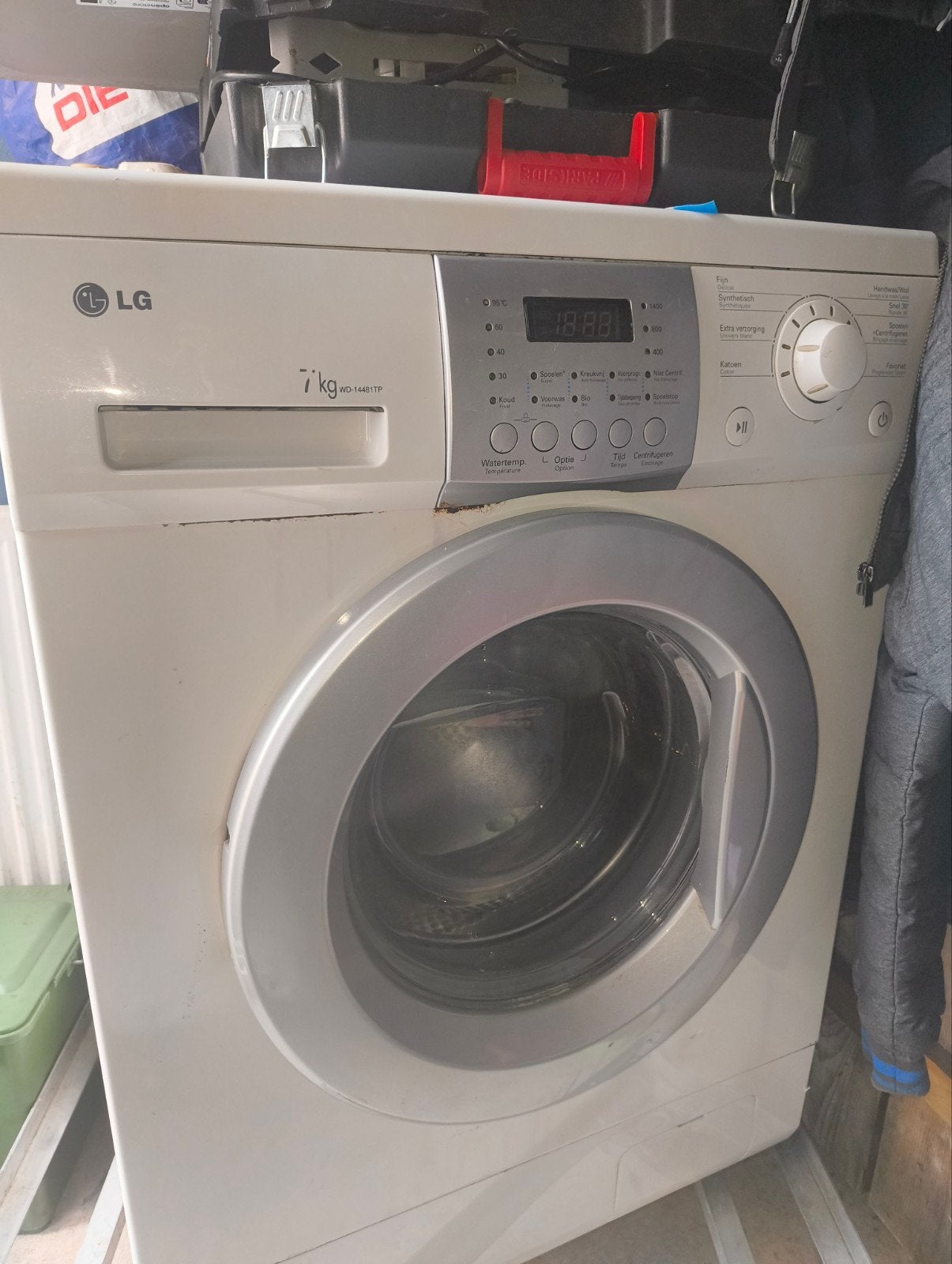 Lg wasmachine 7 kg, Ophalen, Gebruikt, Voorlader, 85 tot 90 cm