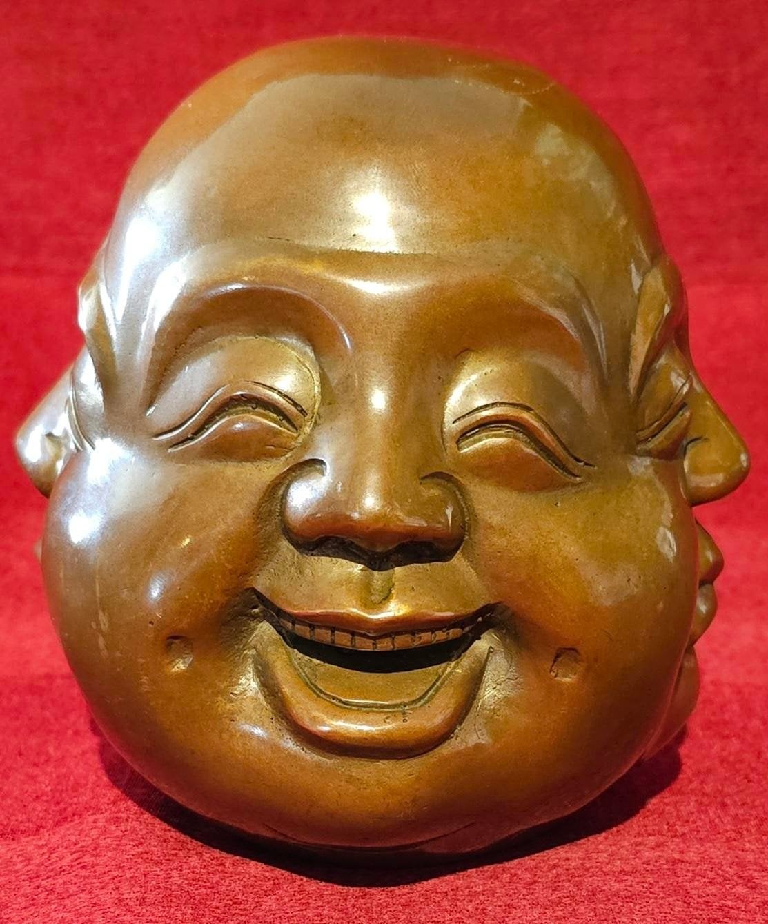 bronzen four face buddha, gestempeld., Verzenden