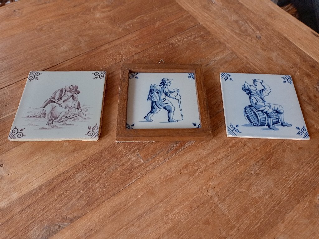 3 mooie tegels, Marskramer,haringhapper, schaapherder, Ophalen of Verzenden