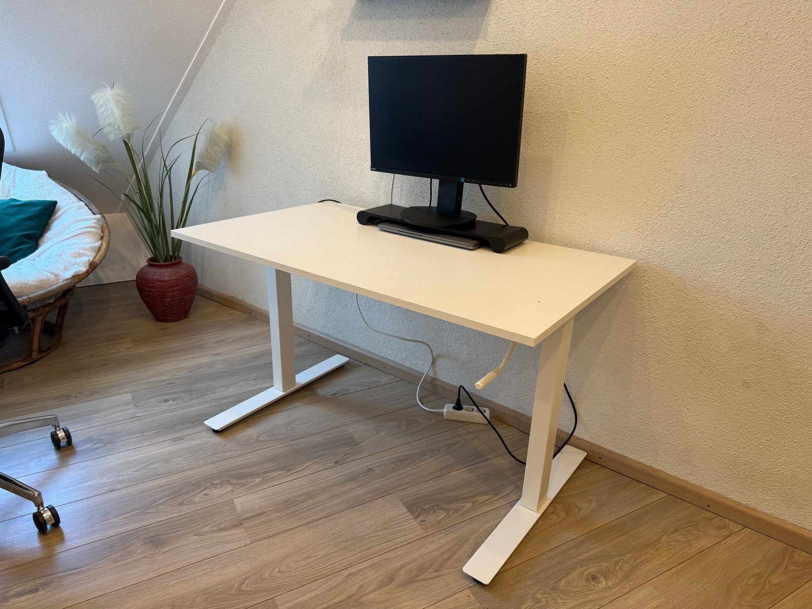 IKEA handmatig verstelbaar bureau - 70x120 cm, Ophalen, Zit-sta bureau, Gebruikt, In hoogte verstelbaar
