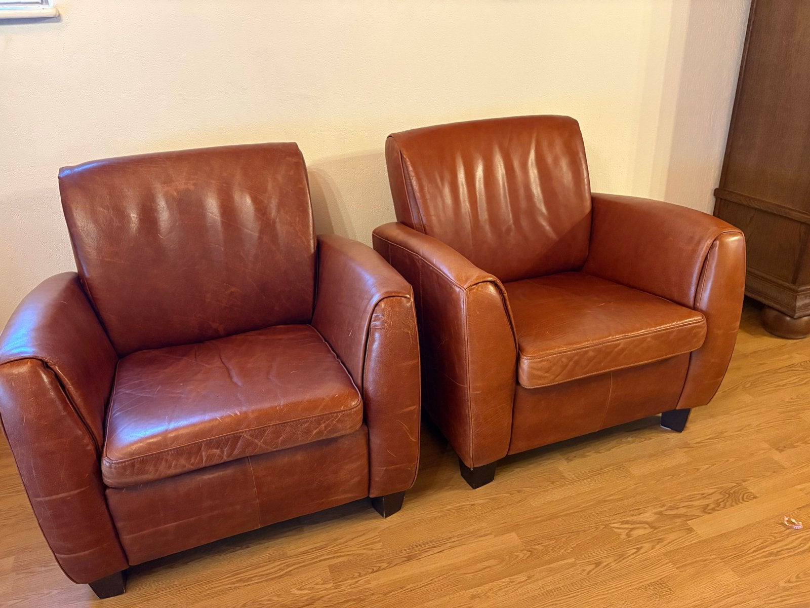 Leren fauteuils - Gebruikt, Ophalen, Gebruikt, Leer, 75 tot 100 cm