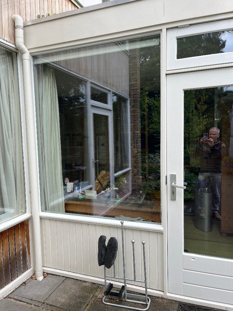 top kwaliteit buitendeur + bovenraam + grote A+ glazen ruit, Ophalen, Gebruikt, 80 tot 100 cm, Buitendeur