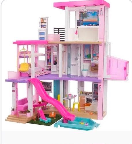 Barbie Droomhuis met 17 poppen, auto en veel accessoires, Ophalen, Zo goed als nieuw, Plastic
