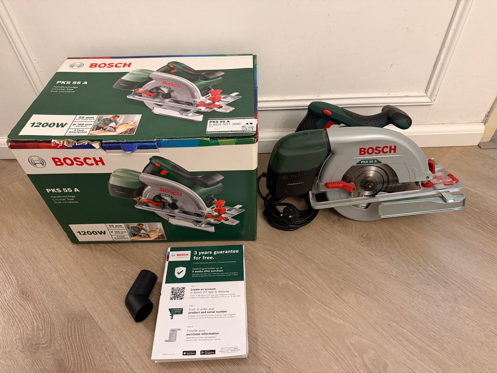 Bosch PKS 55 A Cirkelzaag (1200W) - Z.g.a.n. in doos