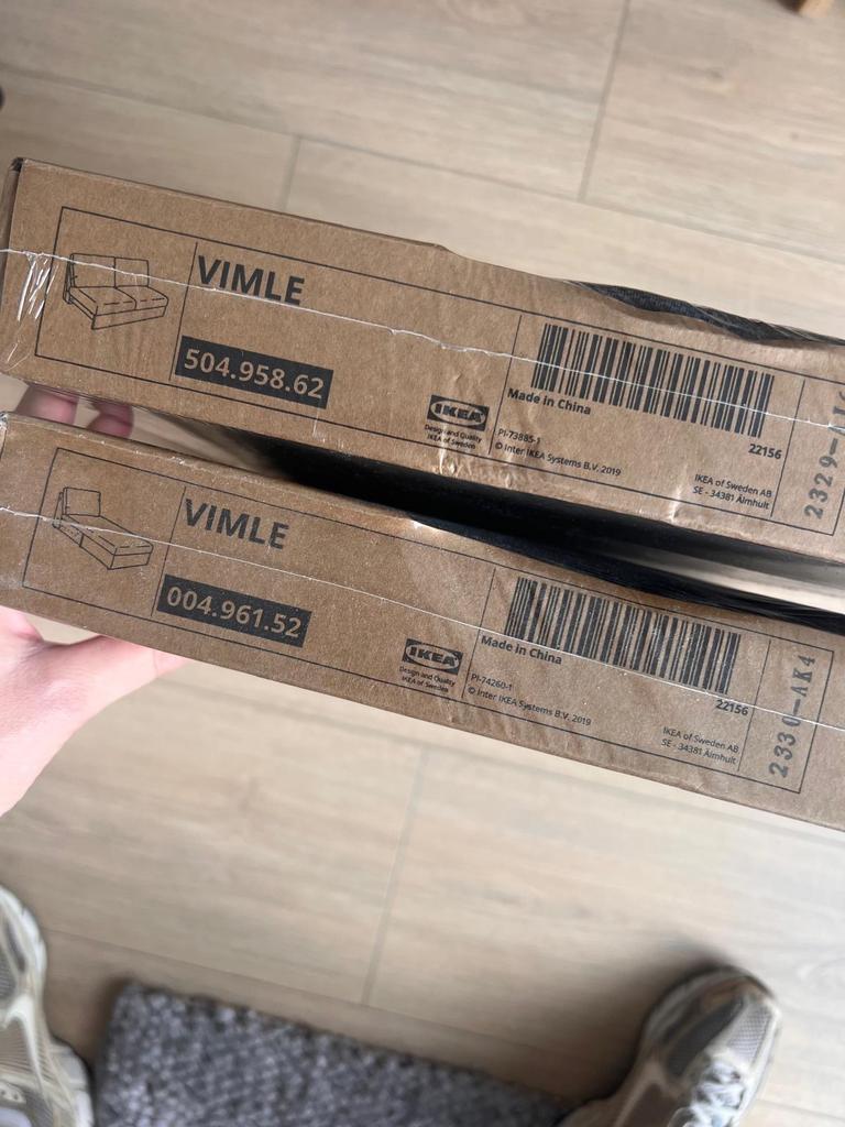 IKEA Vimle HOEZEN voor 2-zits + chaise longue, Hallarp Grijs, Ophalen, 100 tot 125 cm, Hoekbank, Stof
